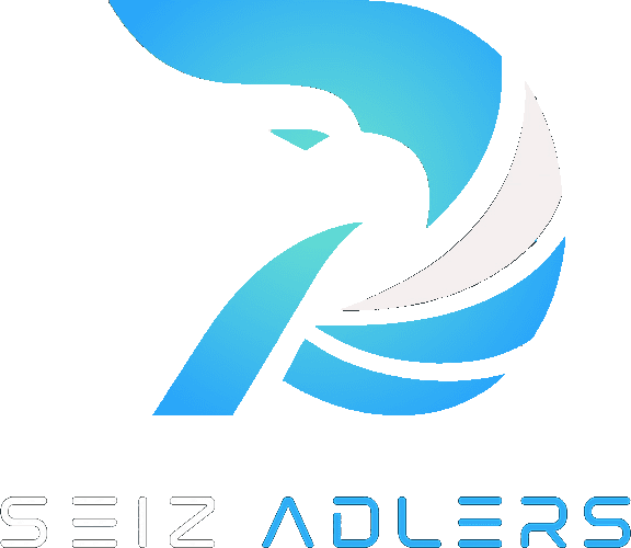 The Seiz Adlers logo: an eagle mark in blue gradients above the wordmark.